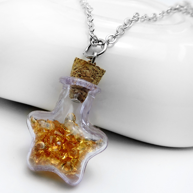 The Europe Star Oil Bottle Rhinestone Necklace