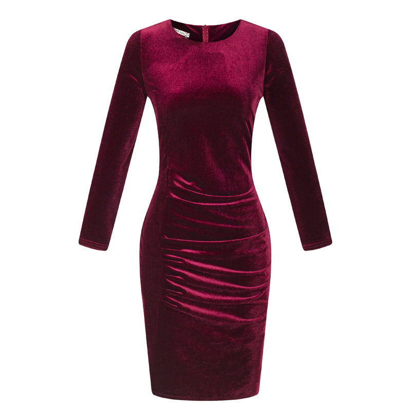 knee length dresses for ladies Black Velvet Long Sleeve Dress by Dolly & Dotty – Lemonie Boutique main image 1