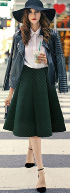 Pure Color A-line Pleated Back Zipper Long Skirt