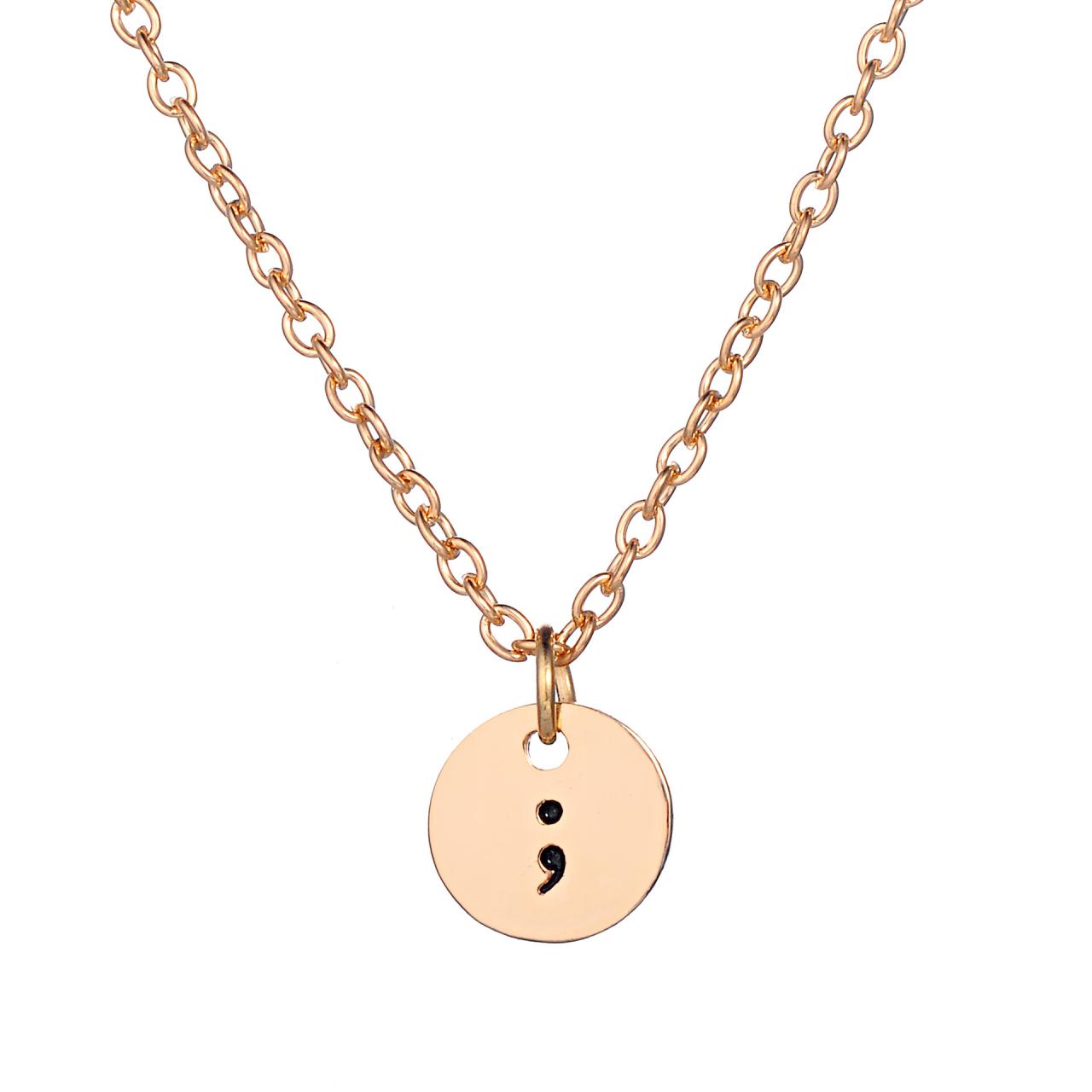 Semicolon Pendant Necklace - Gold / Silver