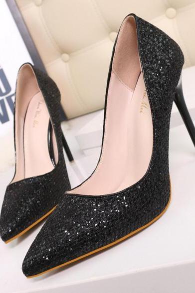 Glitter Pointed-Toe High Heel Stilettos 