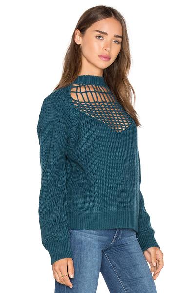 High Neck Hollow Out Loose Solid Color Sweater