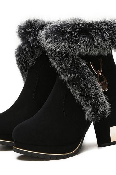 Chunky Heel Suede Pure color Pointed Toe High Heels