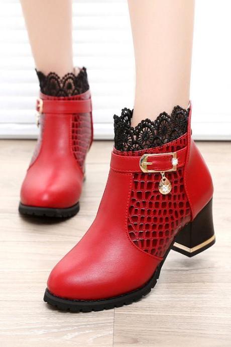 round toe platform booties