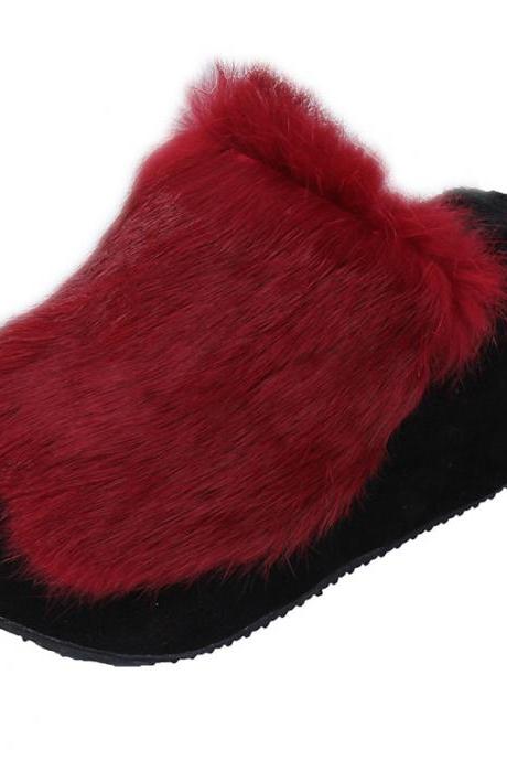 Round Toe Furry Platform Sandal