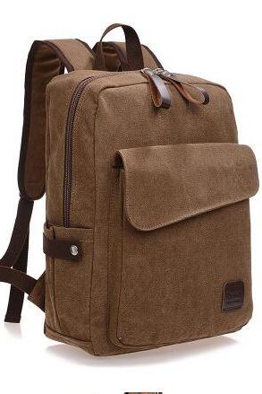 Solid Color Canvas Backpack
