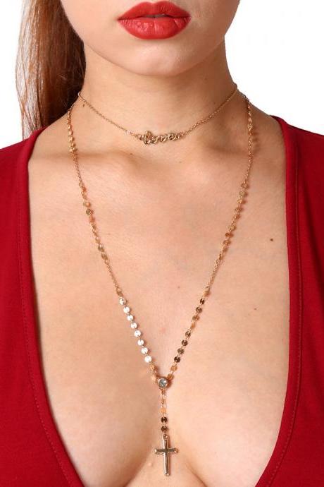 2018 Fashion Personality Pendant Letters LOVE Copper Sequins Necklace