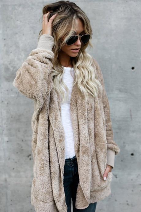 Loose Faux Fur Warm Short Hoody Coat