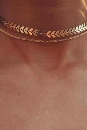 Fashion Fishbone Sequins Short Necklace