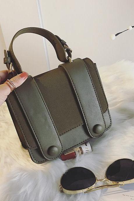 Casual Belt-decorated Solid Color Cross Body Bag