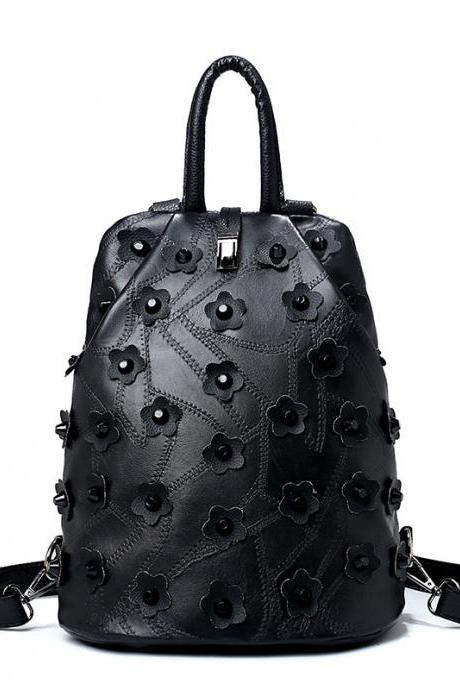 Personality Floral Rivets Decoration Women's Backpack