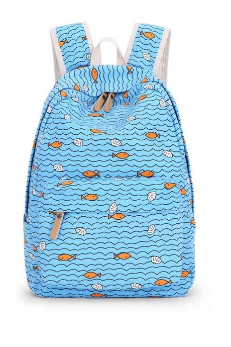 Fresh Style Seabed Printing Pattern Backpack