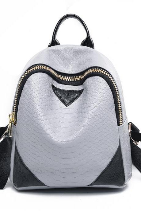 Fashion Croco-Embossed Zipper Backpack