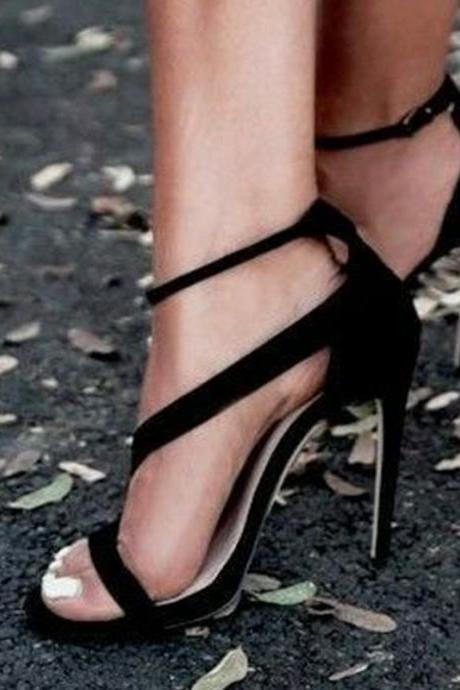 Simple Style Stiletto Heel Zipper Pu Open-toe High Heel Sandals