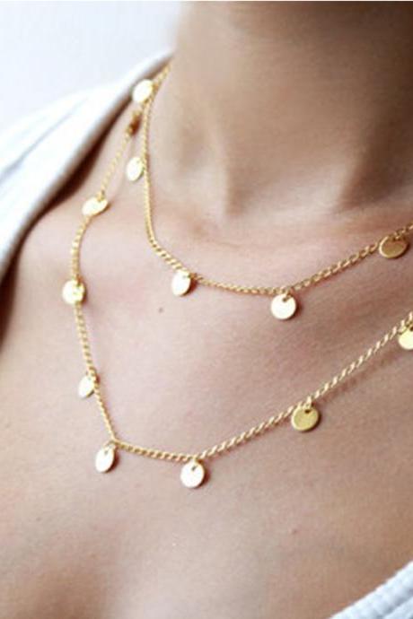 Double Layered Dangle Coin Necklace