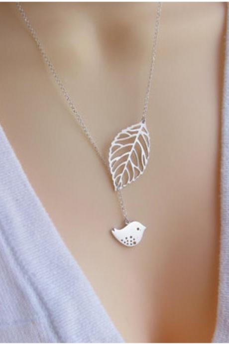 Rural Clear Style Leaf Bird Clavicle Necklace