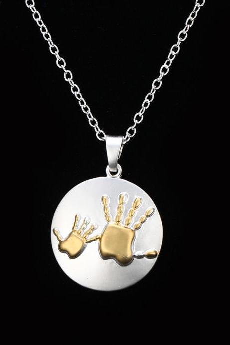 Two-color Mother-child Big Hand Small Hand Necklace