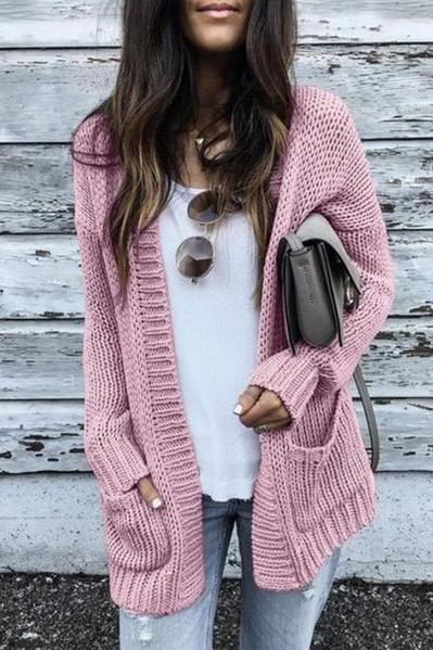 Oversized Cardigan Loose Textured Women Sweater