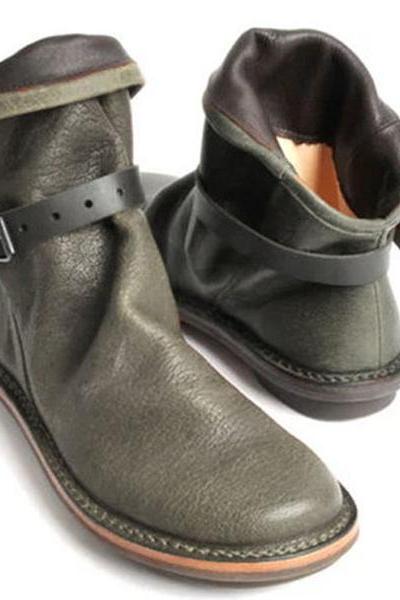 Flat Heel Casual Retro Ankle Boots