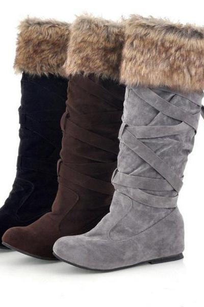 Inside Wedge Knee High Winter Snow Boots