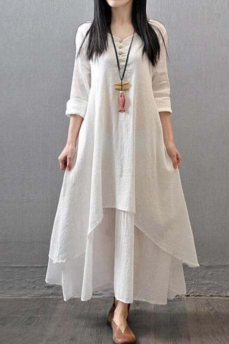 Fashion Long Sleeve Loose Asymmetric Dress（dr20010703）