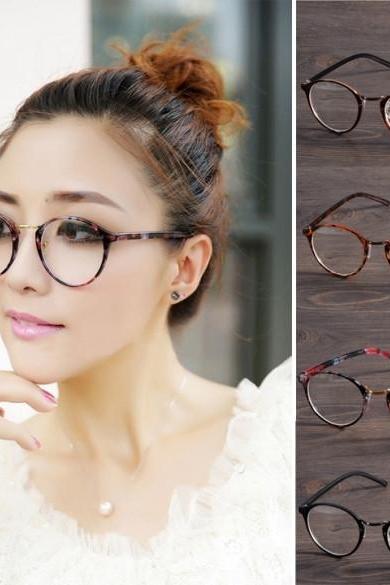 4 COLORS STYLISH NEW PERSONALITY PRACTICAL DECORATION RETRO ROUND LENS PLANO OPTICAL GLASSES