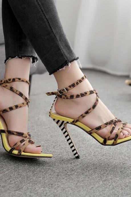 Strap High Heel Pointed Toe Buckle Sandals