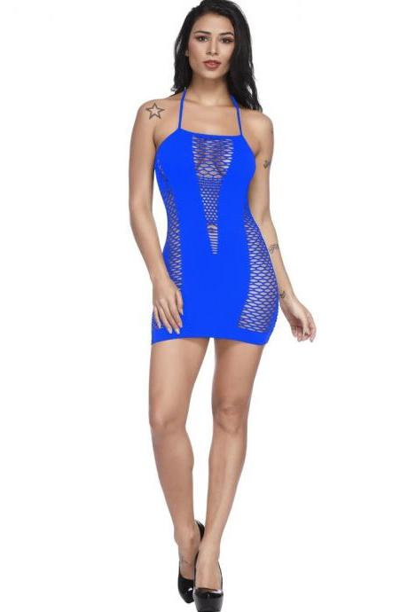 Underwear straps lingerie nighties fishnet mesh sexy hot sexi woman for sex big sizes women erotic porn dress-Blue