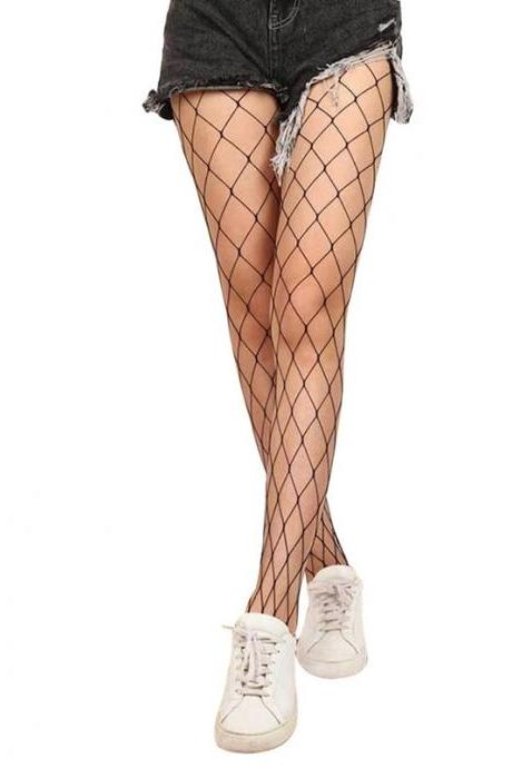 Hollow out sexy black pantyhose woman socks fishnet socks club party socks calcetines female mesh