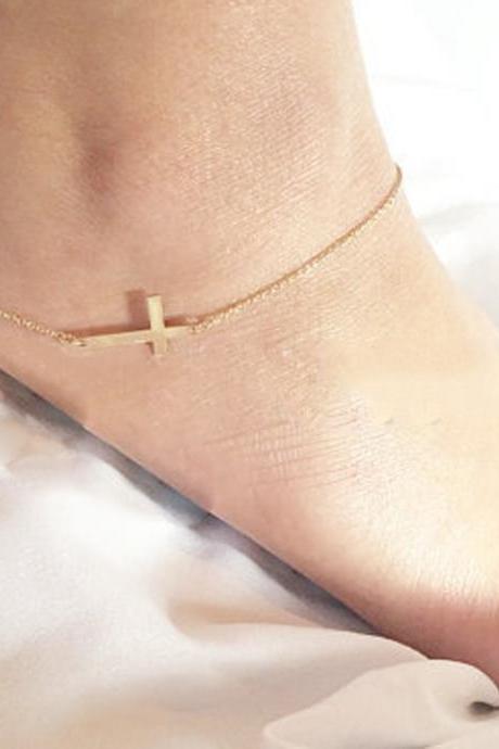 Simple Personality Cross Pendant Foot Chain Anklets