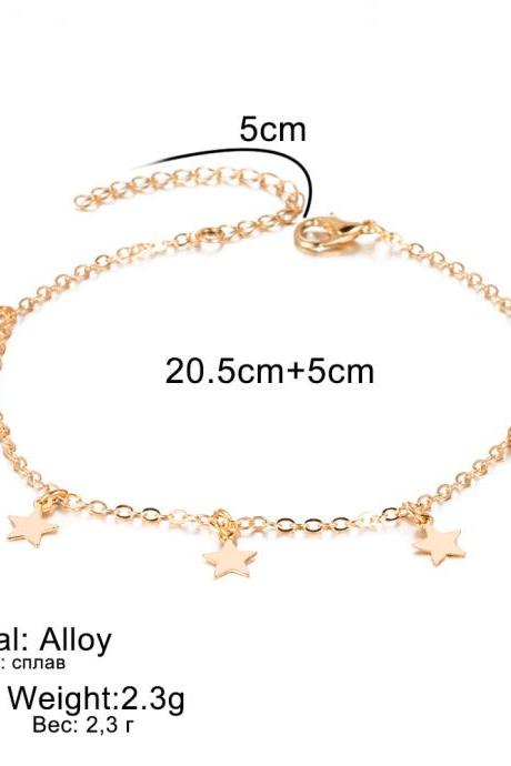 Layer Star Pendant Anklet Foot Chain