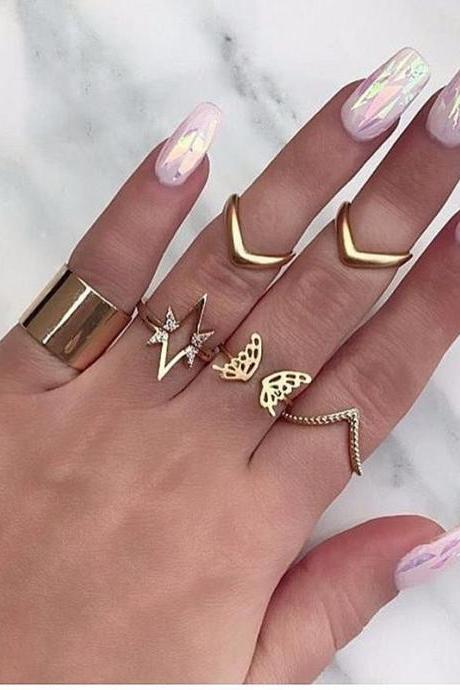 New Midi Ring Sets Carving Finger Rings for Women Flower Knuckle Ring Set For Women Anillos Mujer Jewellery