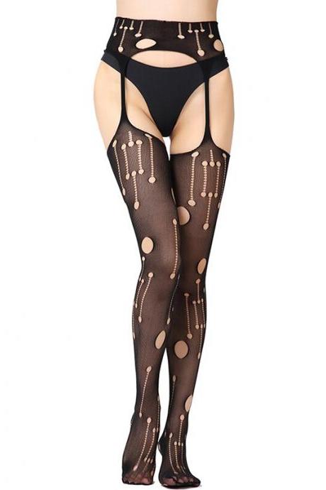 Women Sexy Lingerie Nylon Elastic Tights mesh stockings Circle pattern Sexy Fishnet Pantyhose