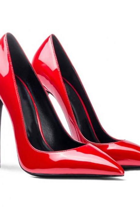 Sexy Patent Leather Pointed Toe Stiletto Heel Pumps