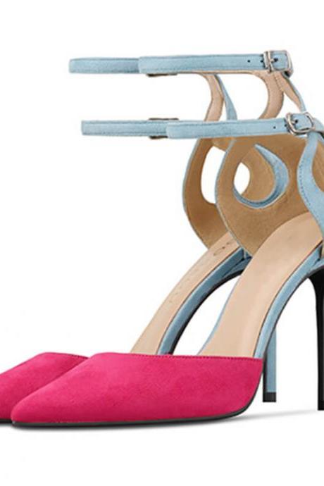 Summer Color Block Pointed Toe High Heel Sandals