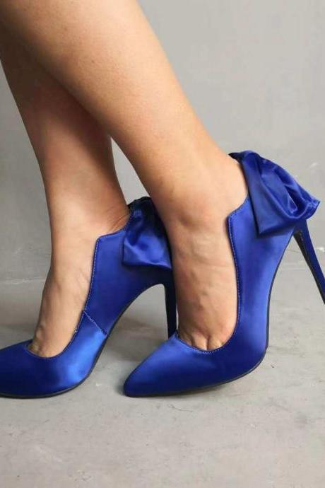Sexy Bow Pointed Toe Slip-on Pumps