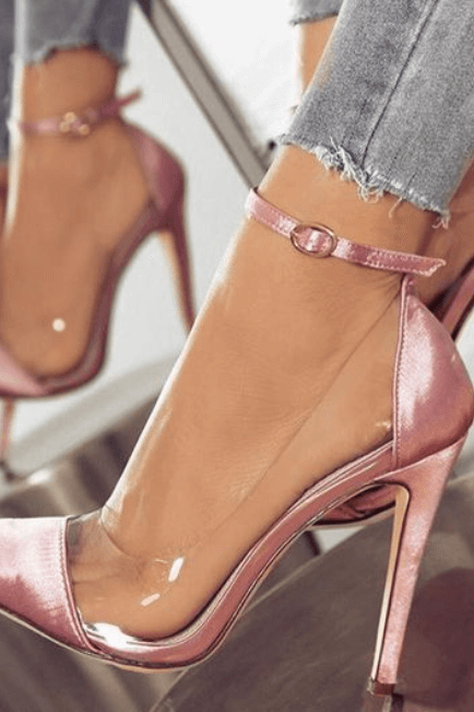 Pink Fashion Point Toe High Heel Multi Sandals