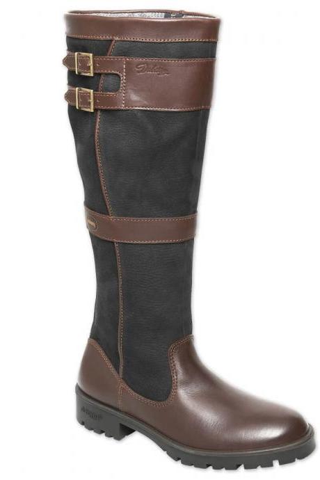 Brown-black Pu Round Toe Low Heel Knee High Knight Boots