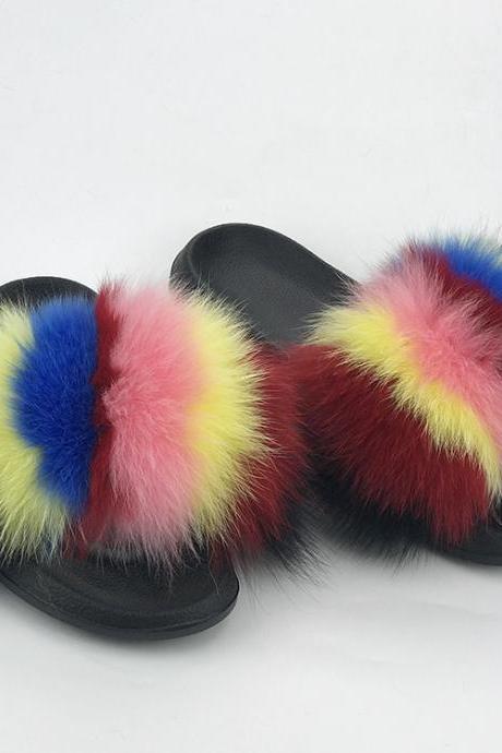 Real fox fur slippers women's EVA fur slippers-6