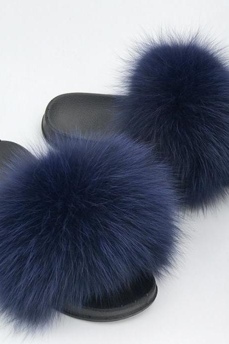 Real fox fur slippers women's EVA fur slippers-9