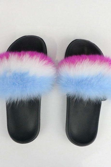 Real Fox Fur Slippers Women's Eva Fur Slippers-22