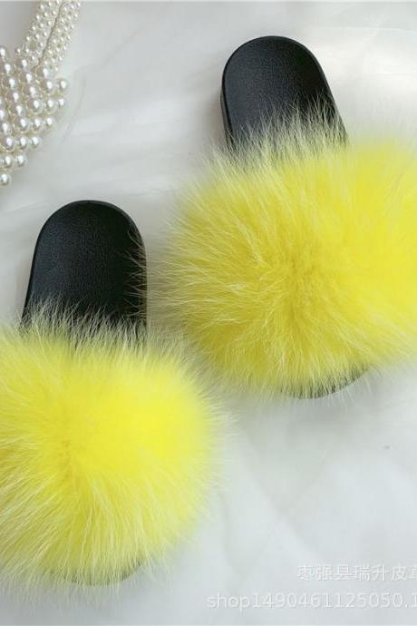 Real Fox Fur Slippers Women's Eva Fur Slippers-27