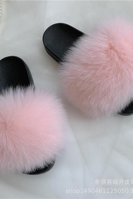 Real Fox Fur Slippers Women's Eva Fur Slippers-28