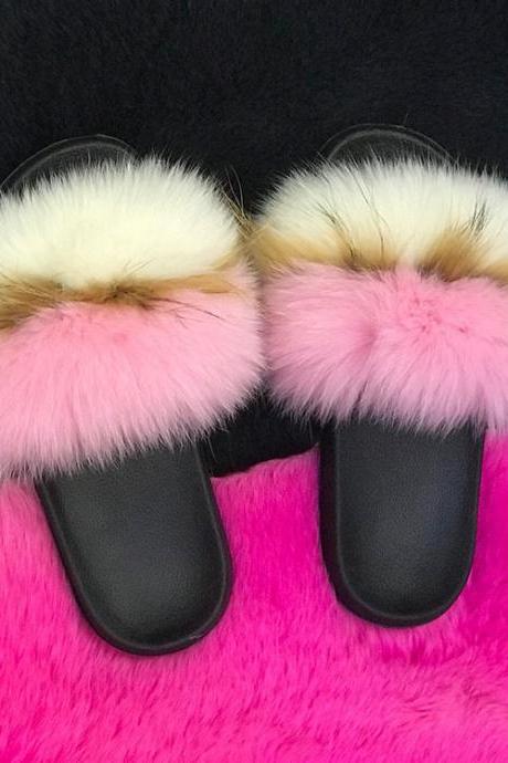 Real Fox Fur Slippers Women's Eva Fur Slippers-43