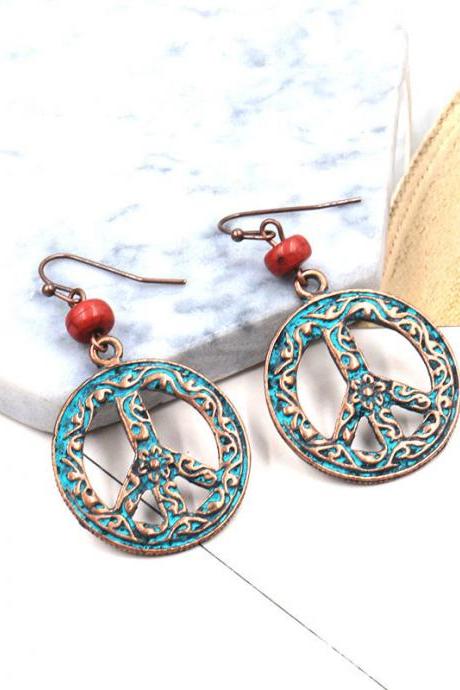 Alloy Retro Palace Round Geometric Hollow Out Carving Simple Art Earrings-1
