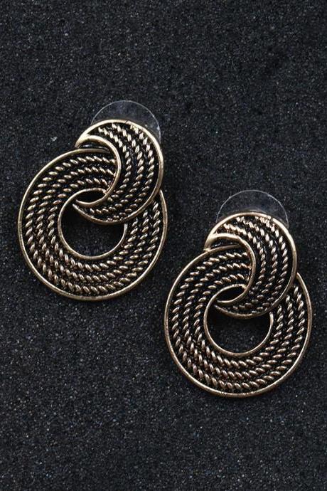 Retro personality fashion geometric combination round alloy Pendant Earrings-1