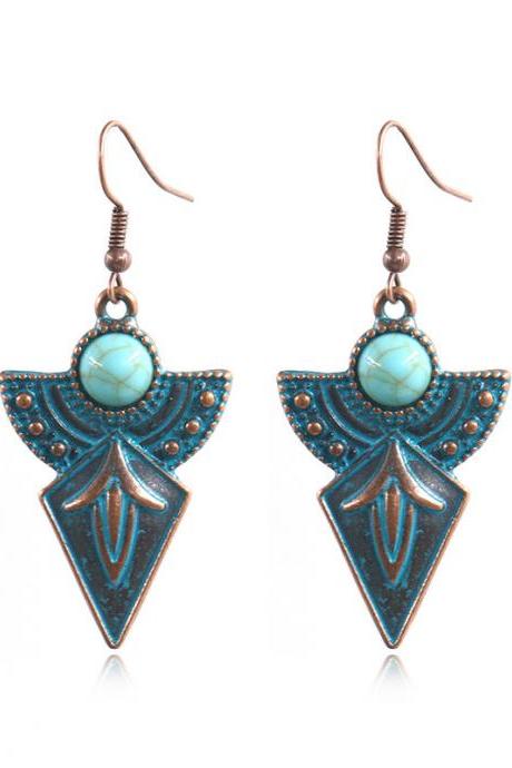 Geometric Semicircle Triangle Alloy Pendant With Gemstone Earrings And Earrings-2