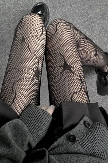 Star Style Black Bottom Lolita Pantyhose-1