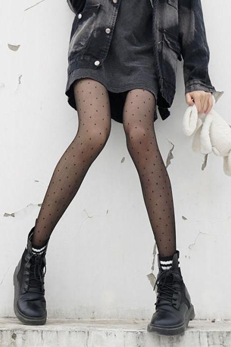 Star Style Black Bottom Lolita Pantyhose-3