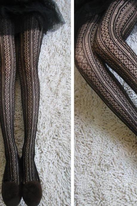 Fishnet Stockings Pantyhose Jacquard Tattoo Stockings Mesh Stockings-1